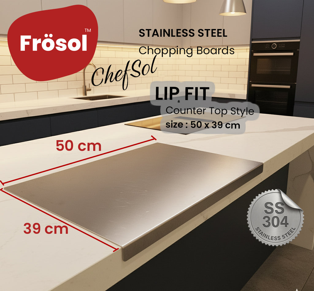 XL Lip Fit SS 304 Steel Chopping Board